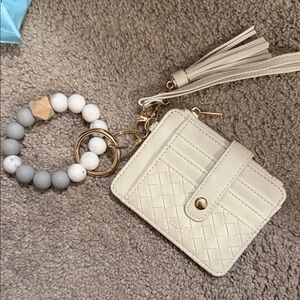 Chic Cream Woven Card Holder with Tassel